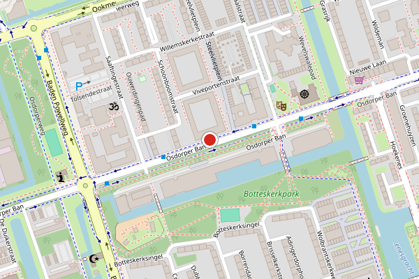 Brandweer-melding op Osdorper Ban, Amsterdam op 17 juli, kaart-overzicht