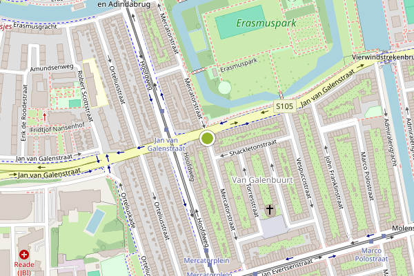 Ambulance-melding op Mercatorstraat, Amsterdam op 17 juli, kaart-overzicht