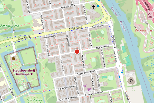 Brandweer-melding op Thijssestraat, Zaandam op 18 juli, kaart-overzicht