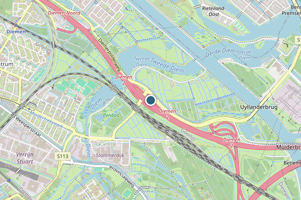 Politie-melding op Diemen op 18 juli, kaart-overzicht