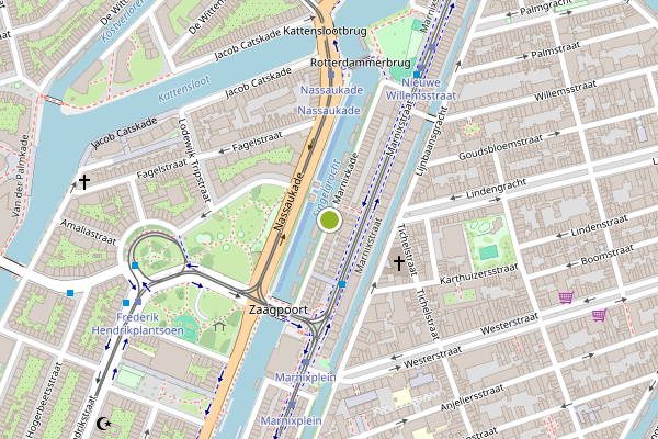 Ambulance-melding op Marnixkade, Amsterdam op 18 juli, kaart-overzicht