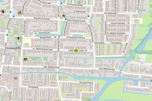 Ambulance-melding op Lepelaarstraat, Landsmeer op 10 mei, kaart-overzicht