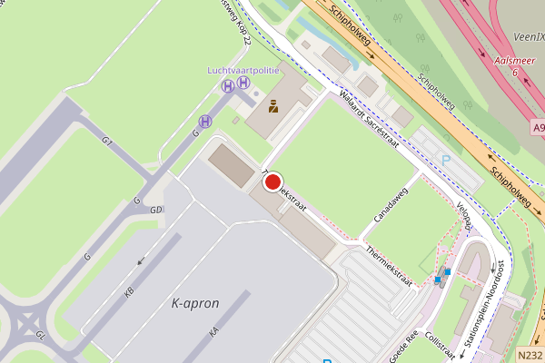 Brandweer-melding op Thermiekstraat, Schiphol op 10 mei, kaart-overzicht