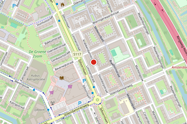 Brandweer-melding op Krabbendamstraat, Amsterdam op 18 juli, kaart-overzicht