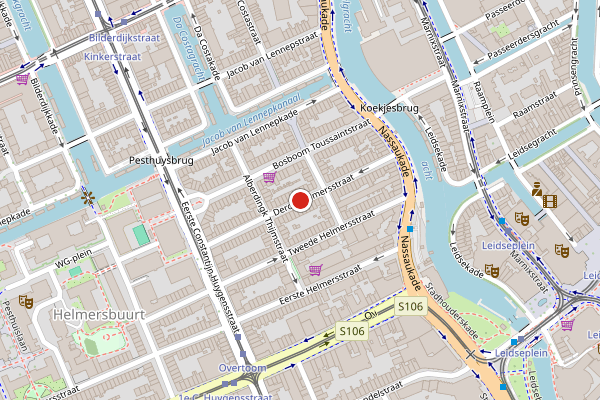 Brandweer-melding op Derde Helmersstraat, Amsterdam op 18 juli, kaart-overzicht