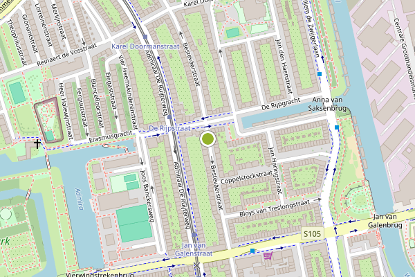 Ambulance-melding op Bestevaerstraat, Amsterdam op 18 juli, kaart-overzicht
