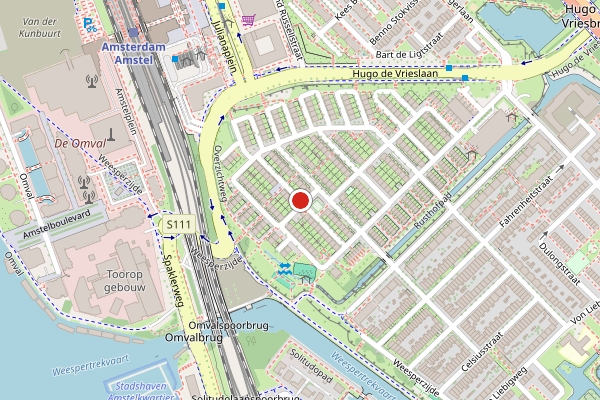 Brandweer-melding op Buitenrustpad, Amsterdam op 18 juli, kaart-overzicht