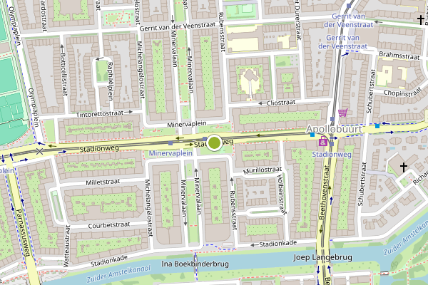 Ambulance-melding op Stadionweg, Amsterdam op 10 mei, kaart-overzicht