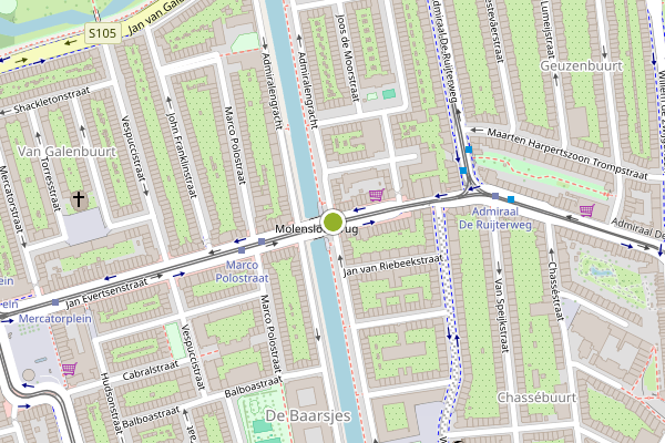 Ambulance-melding op Admiralengracht, Amsterdam op 10 mei, kaart-overzicht