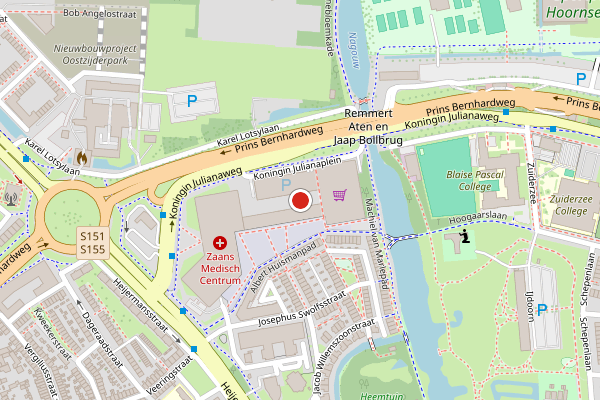 Brandweer-melding op Koningin Julianaplein, Zaandam op 19 juli, kaart-overzicht