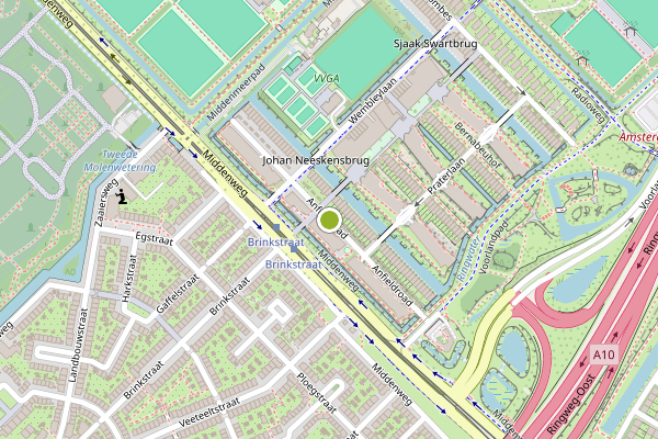 Ambulance-melding op Anfieldroad, Amsterdam op 19 juli, kaart-overzicht