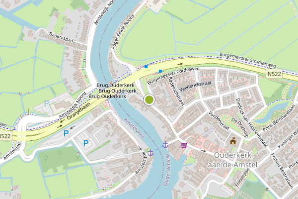 Ambulance-melding op Hoger Einde-Zuid, Ouderkerk aan de Amstel op 19 juli, kaart-overzicht