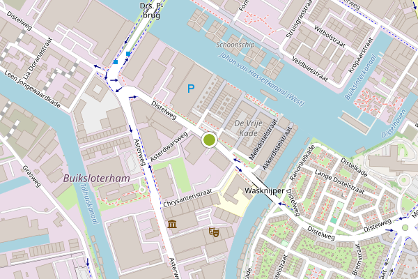Ambulance-melding op Distelweg, Amsterdam op 19 juli, kaart-overzicht