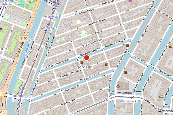 Brandweer-melding op Egelantiersgracht, Amsterdam op 19 juli, kaart-overzicht