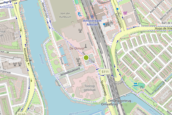 Ambulance-melding op Weesperzijde, Amsterdam op 19 juli, kaart-overzicht