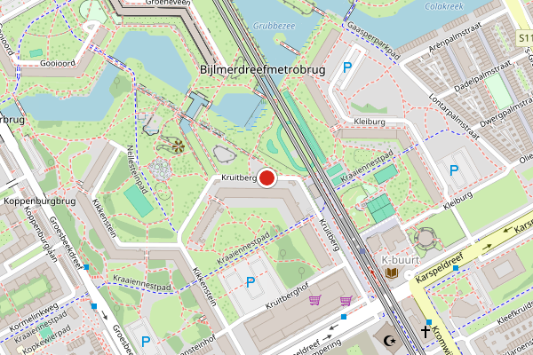 Brandweer-melding op Kruitberg, Amsterdam op 19 juli, kaart-overzicht