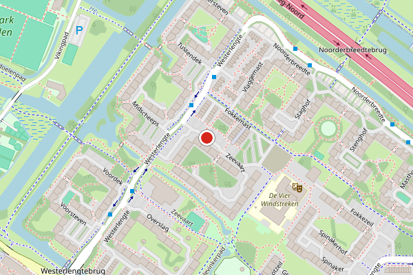 Brandweer-melding op Zeevaart, Amsterdam op 20 juli, kaart-overzicht