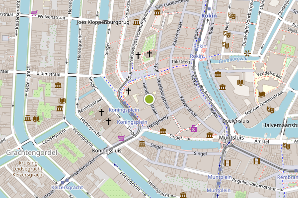 Ambulance-melding op Handboogstraat, Amsterdam op 20 juli, kaart-overzicht