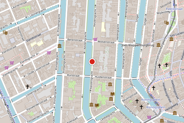 Brandweer-melding op Keizersgracht, Amsterdam op 20 juli, kaart-overzicht