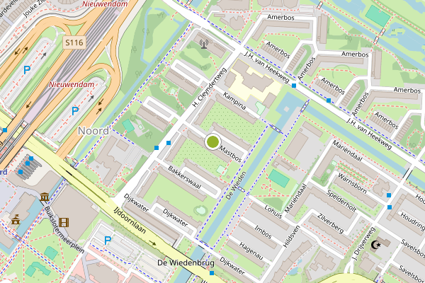 Ambulance-melding op Mastbos, Amsterdam op 20 juli, kaart-overzicht