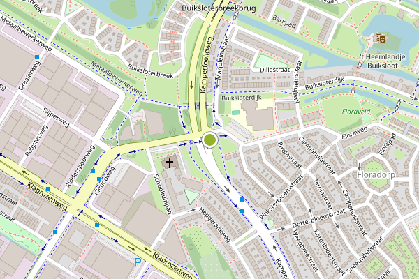 Ambulance-melding op Floraweg, Amsterdam op 20 juli, kaart-overzicht