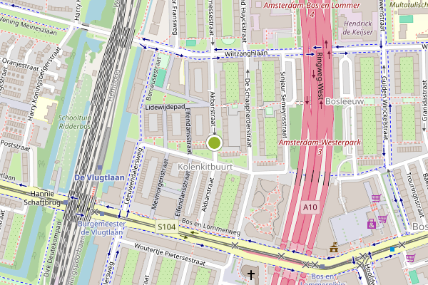 Ambulance-melding op Akbarstraat, Amsterdam op 20 juli, kaart-overzicht