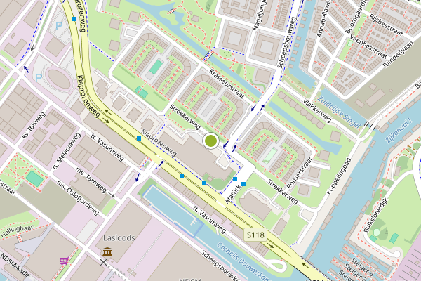 Ambulance-melding op Strekkerweg, Amsterdam op 20 juli, kaart-overzicht