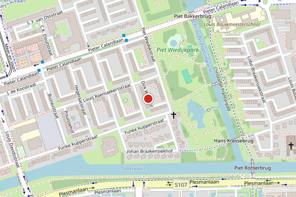 Brandweer-melding op Dirk Wittehof, Amsterdam op 20 juli, kaart-overzicht