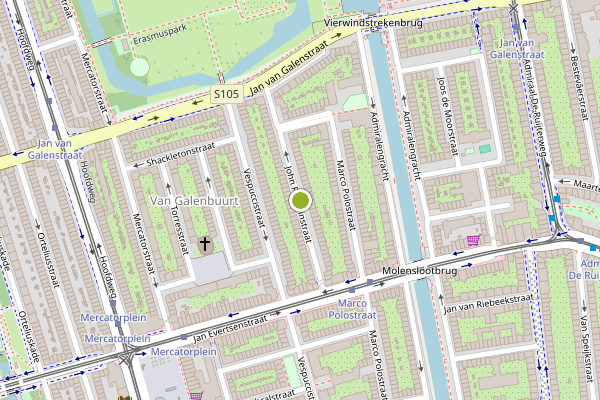 Ambulance-melding op John Franklinstraat, Amsterdam op 20 juli, kaart-overzicht