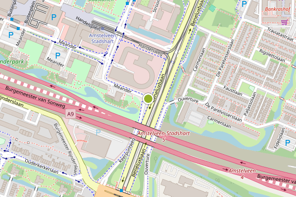 Ambulance-melding op Beneluxbaan, Amstelveen op 20 juli, kaart-overzicht
