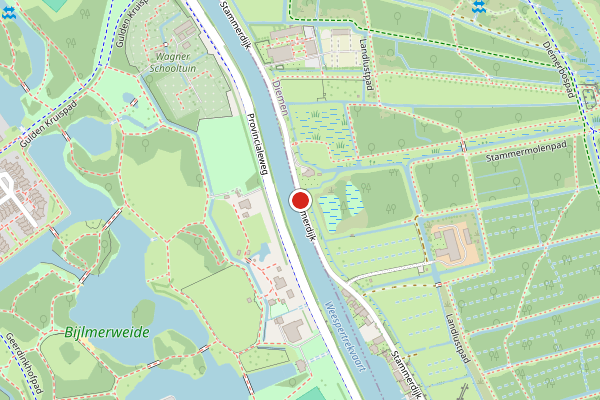Brandweer-melding op Stammerdijk, Diemen op 20 juli, kaart-overzicht