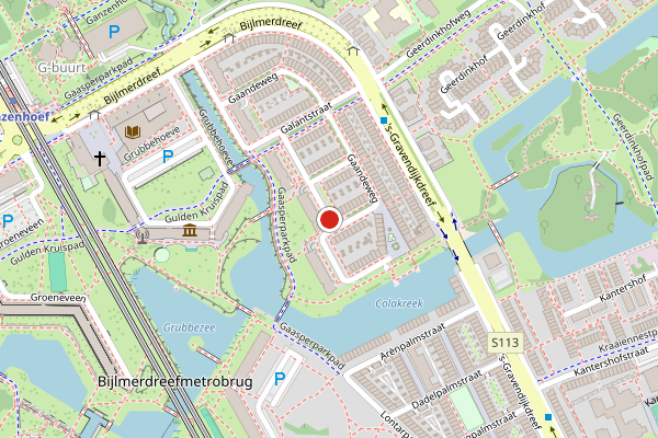 Brandweer-melding op Glitterstraat, Amsterdam op 21 juli, kaart-overzicht