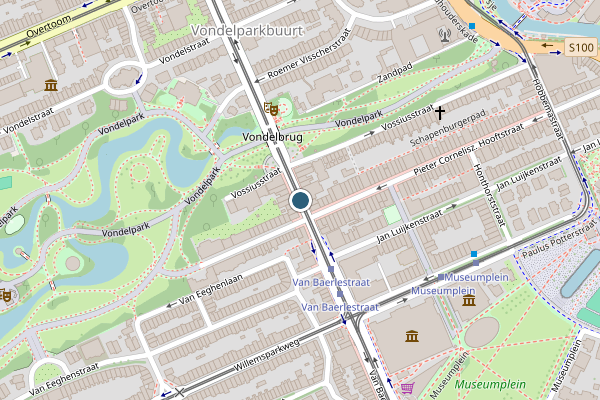 Politie-melding op Van Baerlestraat, Amsterdam op 11 mei, kaart-overzicht