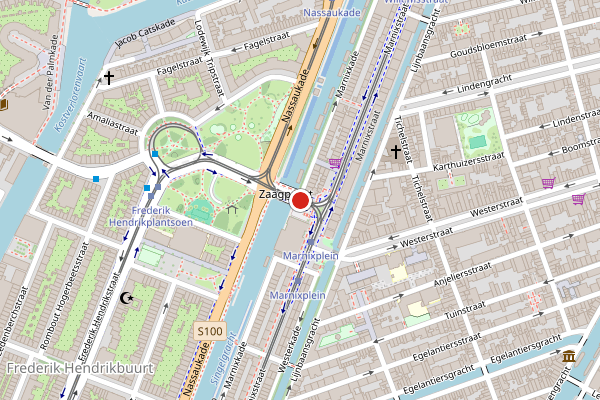Brandweer-melding op Marnixplein, Amsterdam op 11 mei, kaart-overzicht