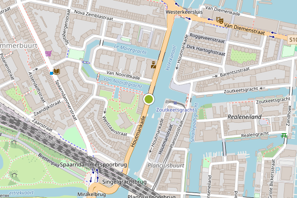 Ambulance-melding op Houtmankade, Amsterdam op 21 juli, kaart-overzicht