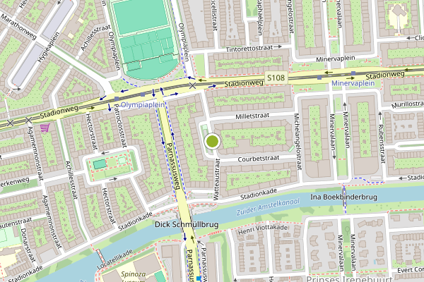 Ambulance-melding op Watteaustraat, Amsterdam op 21 juli, kaart-overzicht