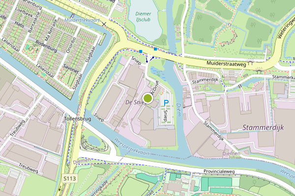 Ambulance-melding op Sniep, Diemen op 21 juli, kaart-overzicht