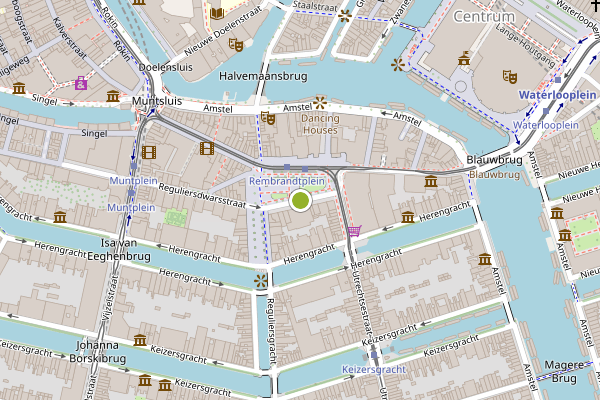 Ambulance-melding op Rembrandtplein, Amsterdam op 21 juli, kaart-overzicht