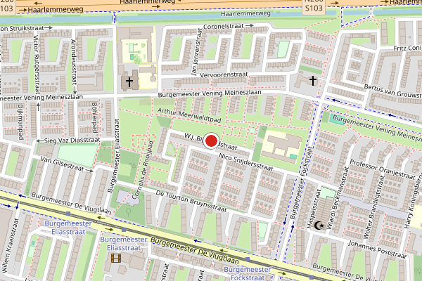 Brandweer-melding op W.J. Bijleveldstraat, Amsterdam op 21 juli, kaart-overzicht