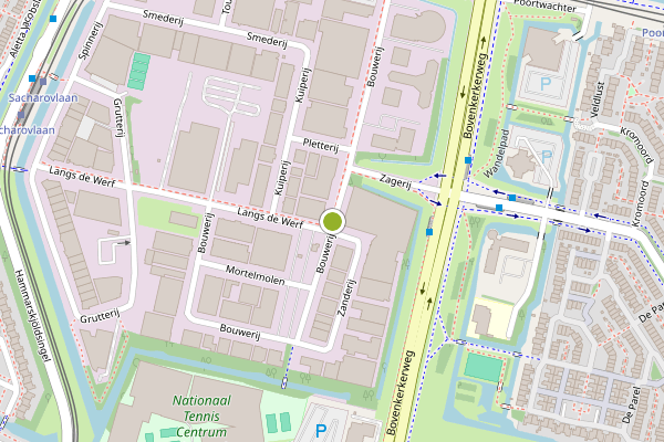 Ambulance-melding op Bouwerij, Amstelveen op 21 juli, kaart-overzicht