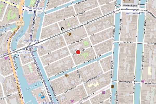 Brandweer-melding op Laurierstraat, Amsterdam op 21 juli, kaart-overzicht