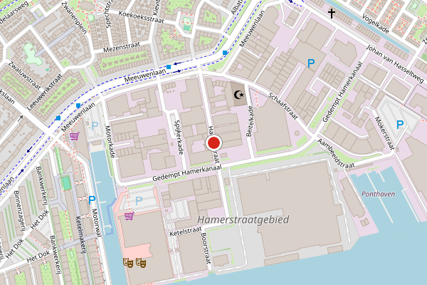 Brandweer-melding op Hamerstraat, Amsterdam op 21 juli, kaart-overzicht