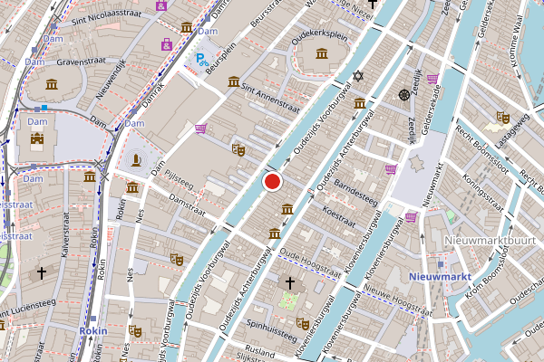 Brandweer-melding op Oudezijds Voorburgwal, Amsterdam op 21 juli, kaart-overzicht