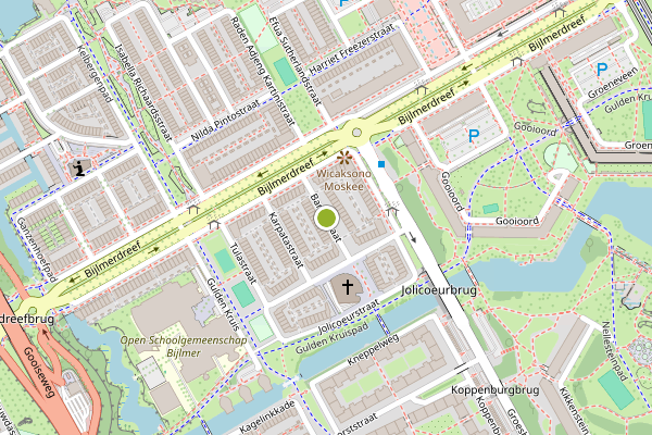 Ambulance-melding op Baronstraat, Amsterdam op 22 juli, kaart-overzicht