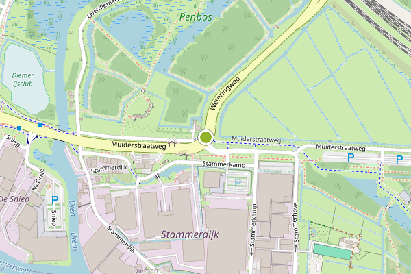 Ambulance-melding op Muiderstraatweg, Diemen op 13 mei, kaart-overzicht
