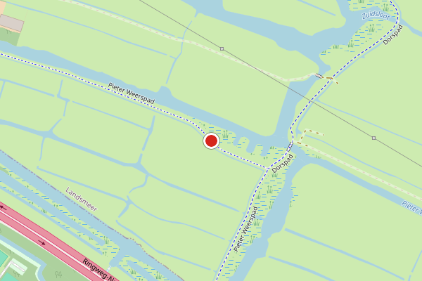 Brandweer-melding op Pieter Weerspad, Landsmeer op 22 juli, kaart-overzicht