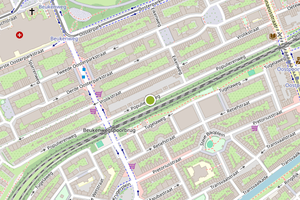 Ambulance-melding op Populierenweg, Amsterdam op 22 juli, kaart-overzicht