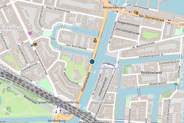 Politie-melding op Houtmankade, Amsterdam op 22 juli, kaart-overzicht