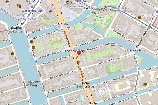 Brandweer-melding op Nieuwe Keizersgracht, Amsterdam op 22 juli, kaart-overzicht