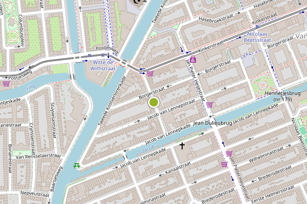 Ambulance-melding op Lootsstraat, Amsterdam op 22 juli, kaart-overzicht